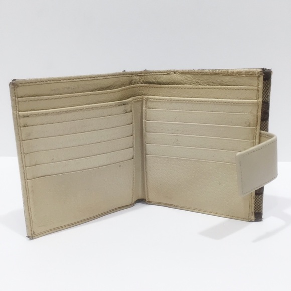 Gucci Eclipse brown monogram canvas off white leather compact wallet - Picture 7 of 12